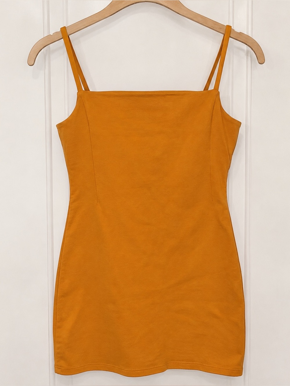 OAK + FORT Orange Mustard Spaghetti Strap Mini Dress Size M
